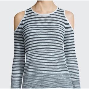 rag & bone Womens Off The Shoulder Cut Out Open Knit Black/White Sweater Size S
